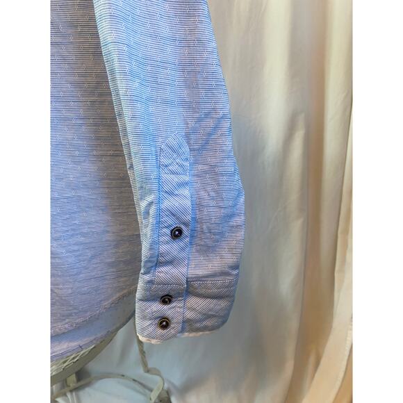 JB Holt Shirt Button Up Contrast Cuffs Blue Performance Stretch Size XL - Picture 5 of 10